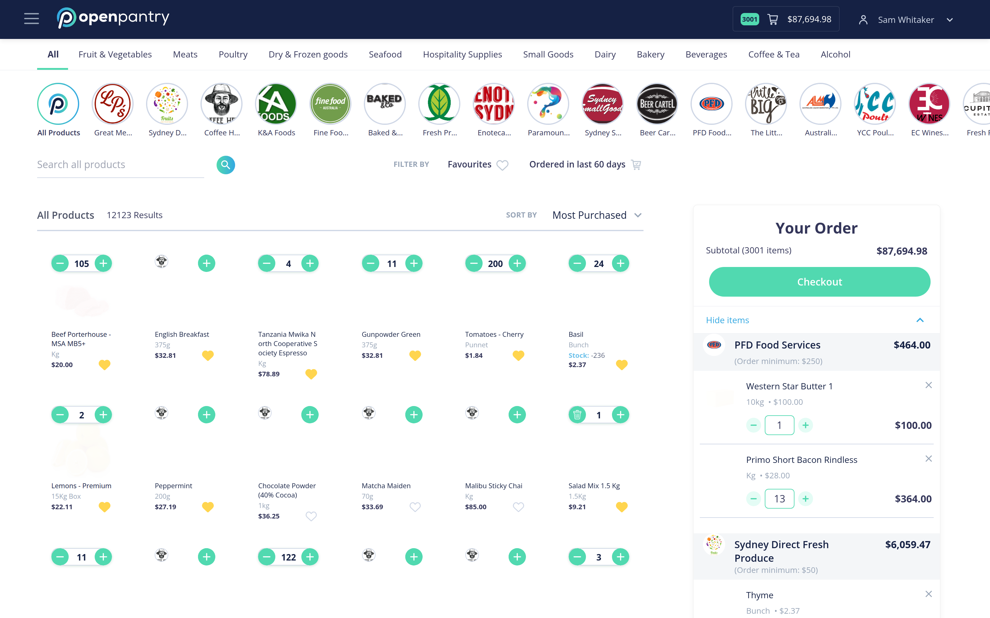 The Browse by Category screen with category tabs across the top and products below